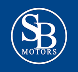 SB Motors logo - circular white logo on blue background with stylized SB monogram representing professional automotive brand